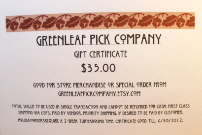 $35 Gift Certificate from Greenleaf Pick Company