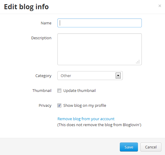 Edit blog info on Bloglovin'