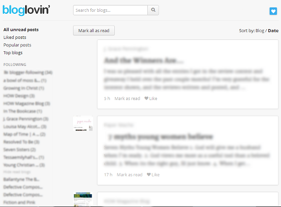 Bloglovin' feed view