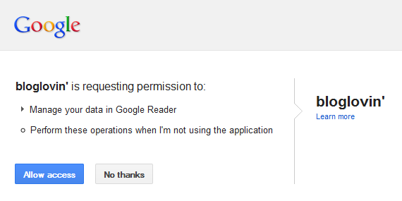 Allow access to Bloglovin'