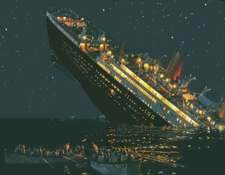 Painting of the R.M.S. Titanic sinking.