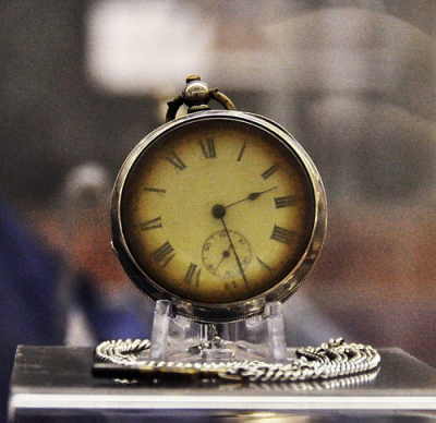 A pocketwatch from the Titanic---stopped at 2:28am.