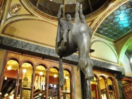 wacky David Cerny statue of St Wenceslas riding an upside down horse in Lucerna Pasaz, Prague - we totally stumbled upon this sculpture looking for a Jazz Bar one night :) Pictures, Images and Photos