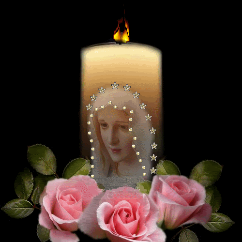 flowers mary candle