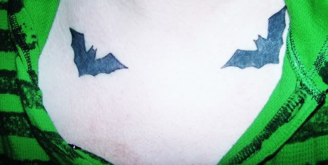 A bat on each collar bone quote tattoos on collar bone. A bat on each collar bone