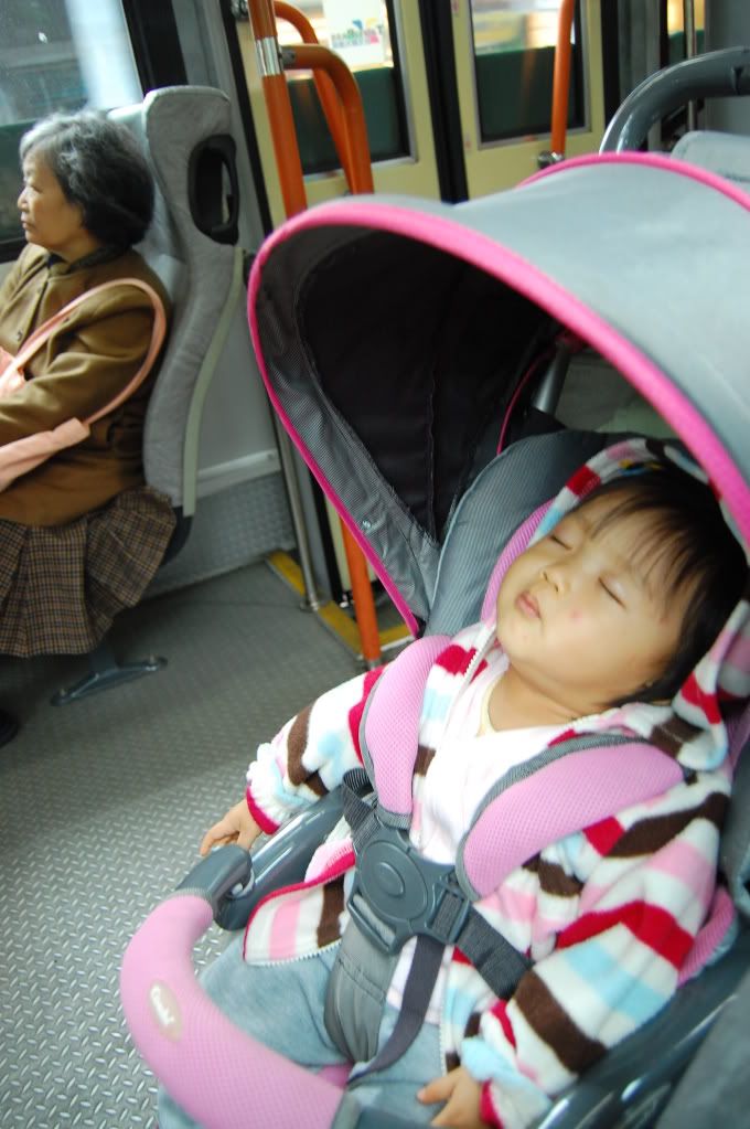 Asleep on a bus