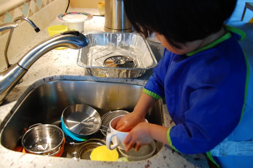 washing dishes