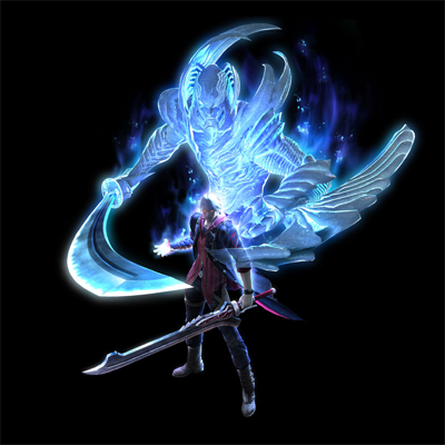 At the end of Devil May Cry 3, Vergil A blue spectral spirit that resembles 