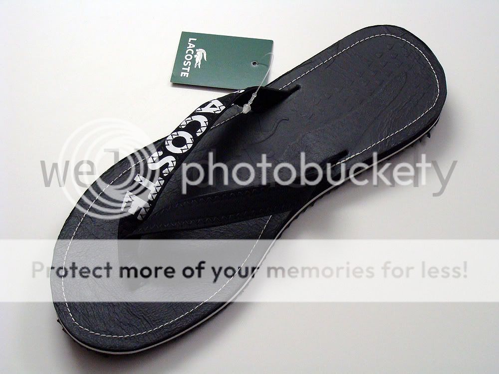 Lacoste Tirage black slipper flip flop thong sandal NIB  