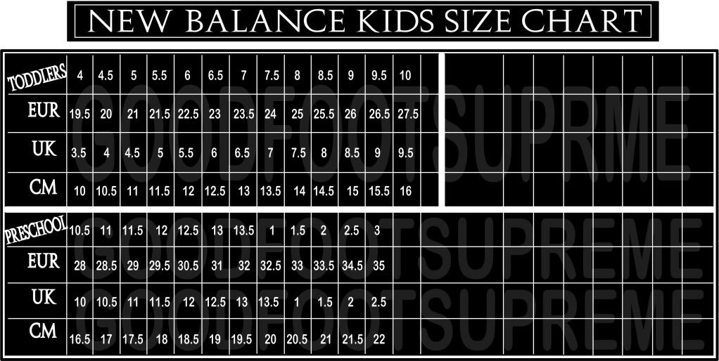 new balance kid size